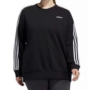 Adidas Climalite Women Classic Three Sleeve Stripe Black Sweatshirt Sz Med